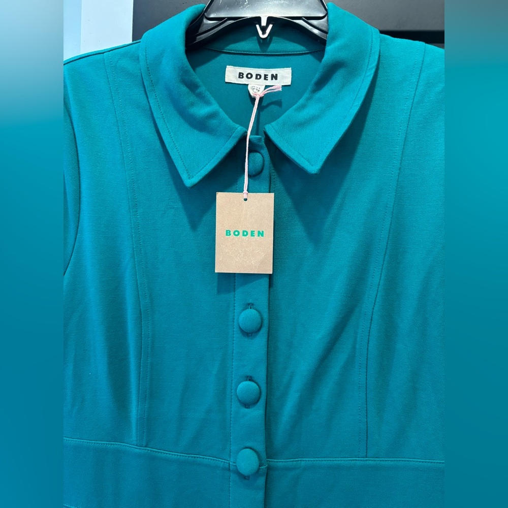 Boden Emerald Green Button-Front Midi Dress - Picture 8 of 13